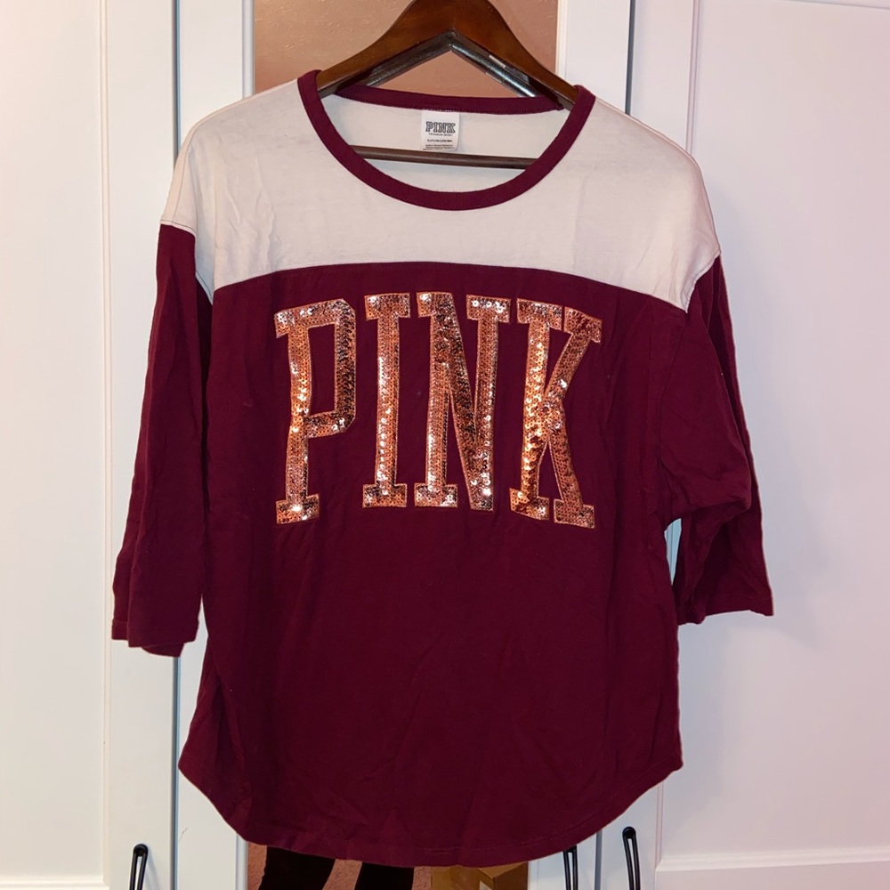 PINK burgundy and white sparkle shirt